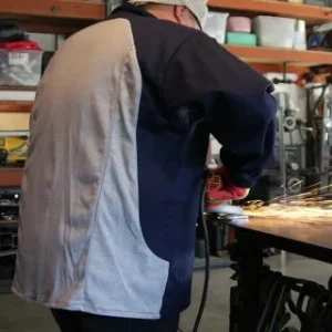 Revco Black Stallion ToolHandz Stretch-back FR Cotton Welding Jacket, 32″ Length (Navy-Gray) #JF1625-NG