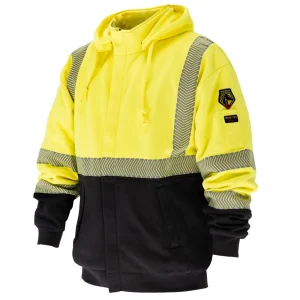 Black Stallion 12 oz. Hi-Vis AR/FR Cotton Full-Zip Hooded Sweatshirt – JF2045-HY