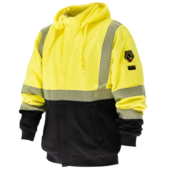 Black Stallion 12 oz. Hi-Vis AR/FR Cotton Full-Zip Hooded Sweatshirt – JF2045-HY