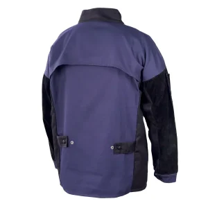 BSX® FR Cotton & Cowhide Hybrid Welding Jacket, Navy & Black JH1016-NB