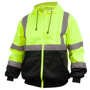 Black Stallion Hi-Vis Fleece Full-Zip Hooded Sweatshirt – JS3050-LB