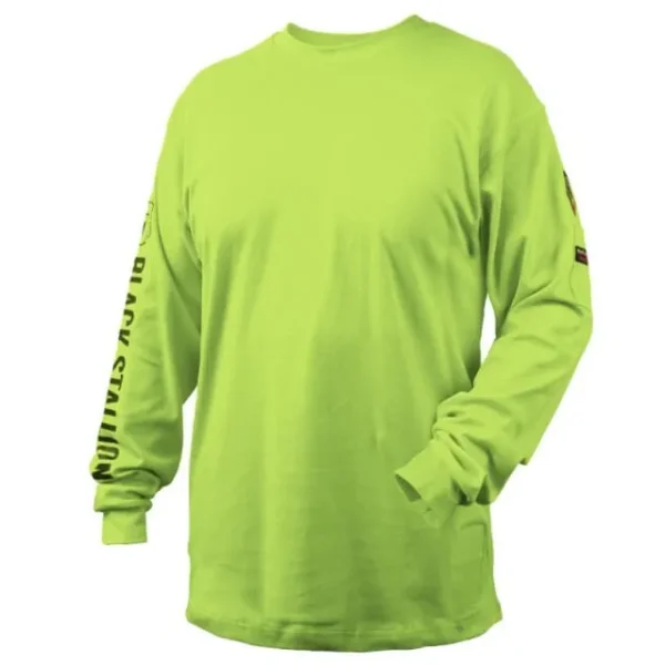 Black Stallion FR Cotton Knit Long-Sleeve T-Shirt Safety Lime #TF2510LM