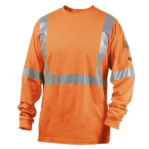 Revco Black Stallion 7 oz Flame-Resistant Cotton Long Sleeve T-Shirt w/ Silver Reflective Tape – NFPA 2112, NFPA 70E (Orange) #TF2511-OR