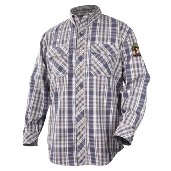 Black Stallion AR/FR Cotton Work Shirt, Blue Plaid WF2110-PB