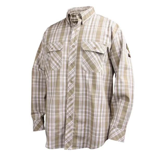 Revco Black Stallion 7oz FR Welding/Work Shirt (Plaid Khaki) #WF2110-PK