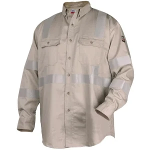 Black Stallion TruGuard 300 FR Reflective Work Shirt, Stone – WF2112-ST