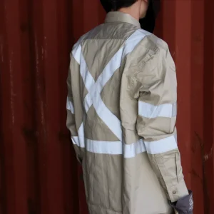 Black Stallion TruGuard 300 FR Reflective Work Shirt, Stone – WF2112-ST