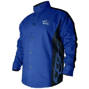 Revco BSX® Cotton Welding Jacket: Royal Blue Flames – BXRB9C