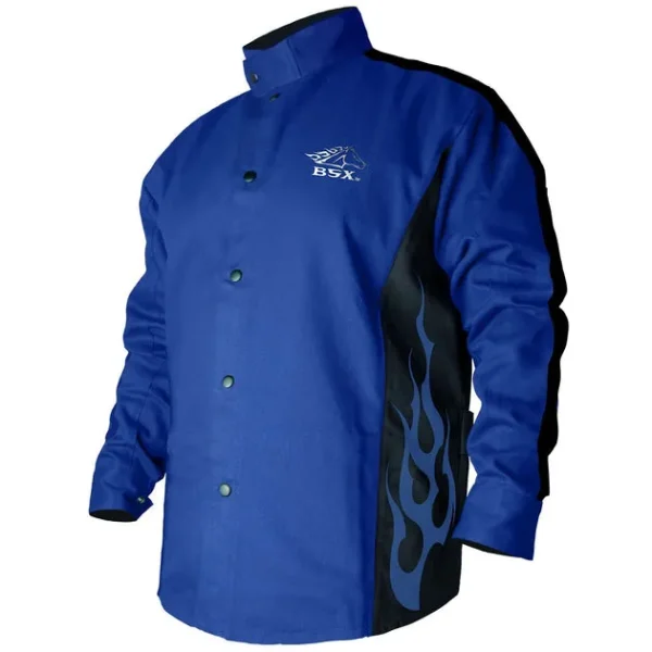 Revco BSX® Cotton Welding Jacket: Royal Blue Flames – BXRB9C