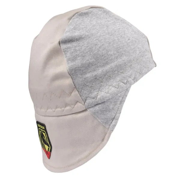 Revco FR Cotton Welding Cap with Hidden Bill Extension, Gray/Stone Khaki