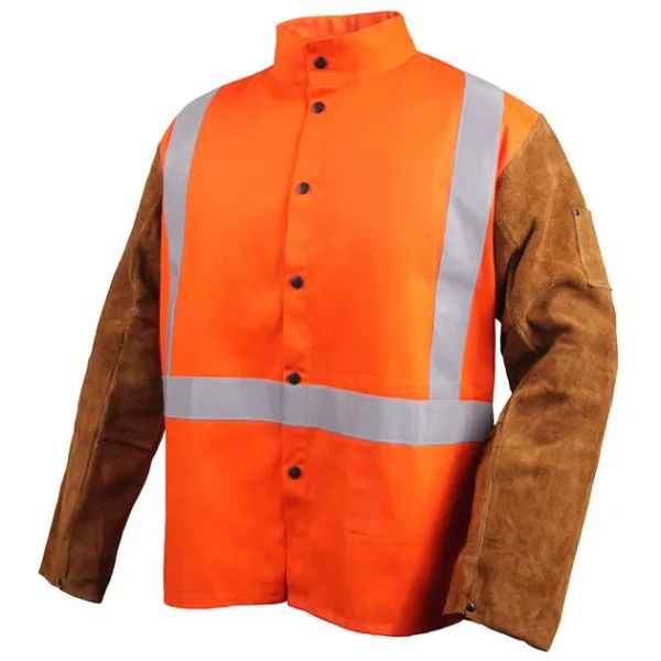 Revco Safety FR Cotton & Cowhide Hybrid Orange Welding Jacket