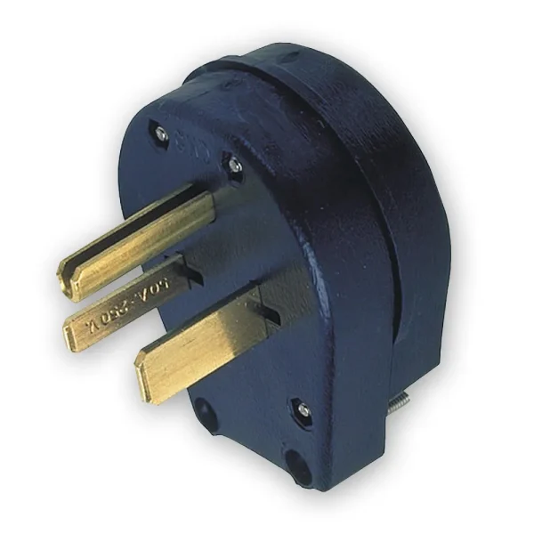 Eaton Crouse-Hinds heavy-duty universal NEMA power plug, #10-6 AWG, 30/50A, 250V, Back wire, Black, Brass, PVC, 6-30P, 6-50P, Three-pole, Three-wire, Screw, PVC