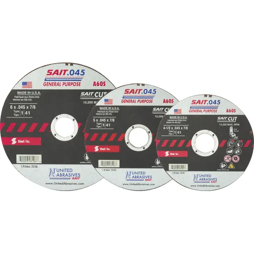 23106 A60S General Purpose Cut-Off Wheels (Type 1/Type 41 Flat) 6″ x .045″x 7/8″, 50-Pack