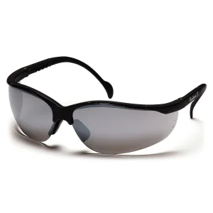 Pyramex SB1870S Venture II Black Safety Glasses W/ Silver Mirror Lens (12 each)