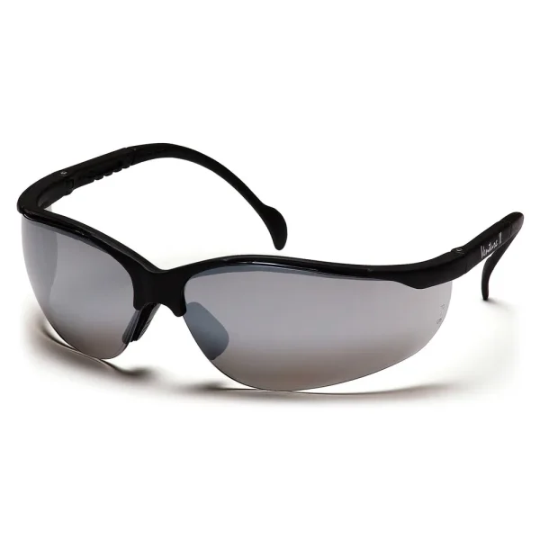 Pyramex SB1870S Venture II Black Safety Glasses W/ Silver Mirror Lens (12 each)