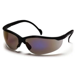 Pyramex SB1875S Venture II Black Safety Glasses W/ Blue Mirror Lens (12 each)