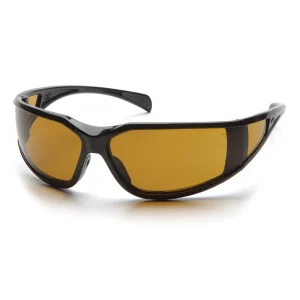Pyramex SB5133DT Exeter Glossy Black Safety Glasses W/ Shooter’s Amber Anti-Fog Lens (12 each)