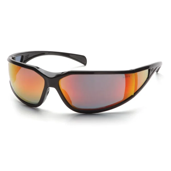 Pyramex SB5155DT Exeter Glossy Black Safety Glasses W/ Sky Red Mirror Anti-Fog Lens (12 each)