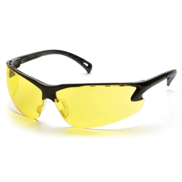 Pyramex SB5730D Venture 3 Black Safety Glasses W/ Amber Lens (12 each)