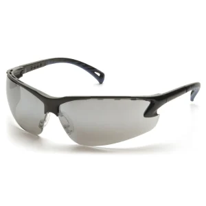 Pyramex SB5770D Venture 3 Black Safety Glasses W/ Silver Mirror Lens (12 each)