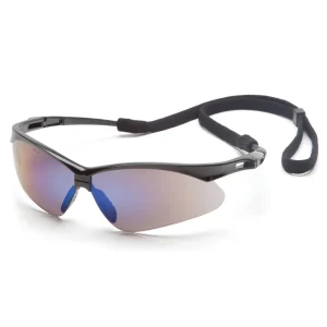 Pyramex SB6375SP PMXTREME Black Safety Glasses W/ Blue Mirror with Cord Lens (12 each)