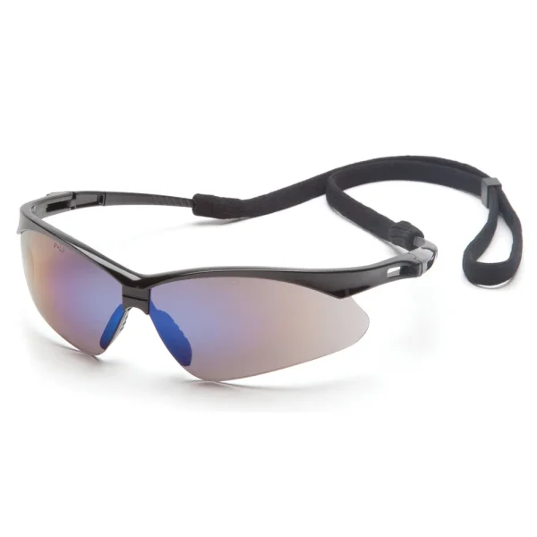 Pyramex SB6375SP PMXTREME Black Safety Glasses W/ Blue Mirror with Cord Lens (12 each)