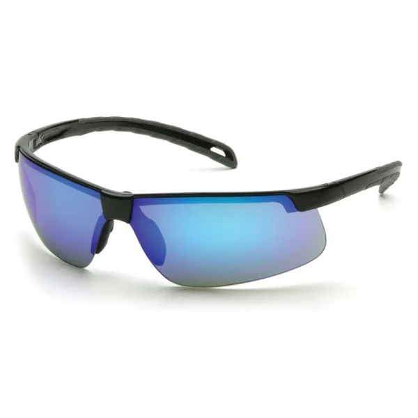 Pyramex SB8665D Ever-Lite Black Safety Glasses W/ Ice Blue Mirror Lens (12 each)
