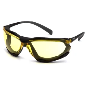 Pyramex SB9330ST Black Safety Glasses W/ Amber H2X Anti-Fog Lens (12 each)