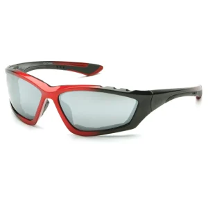 Pyramex SBR8770DP Accurist Black/Red Safety Glasses W/ Silver Mirror Lens (12 each)