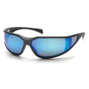 Pyramex SCG5165DT Exeter Charcoal Gray Safety Glasses W/ Ice Blue Mirror Anti-Fog Lens (12 each)