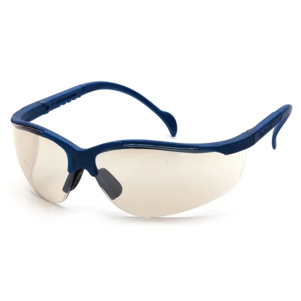 Pyramex SMB1880S Venture II Metallic Blue Safety Glasses W/ Indoor/Outdoor Mirror Lens (12 each)