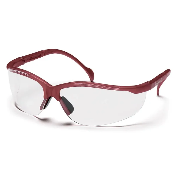 Pyramex SMM1810S Venture II Maroon Safety Glasses W/ Clear Lens (12 each)