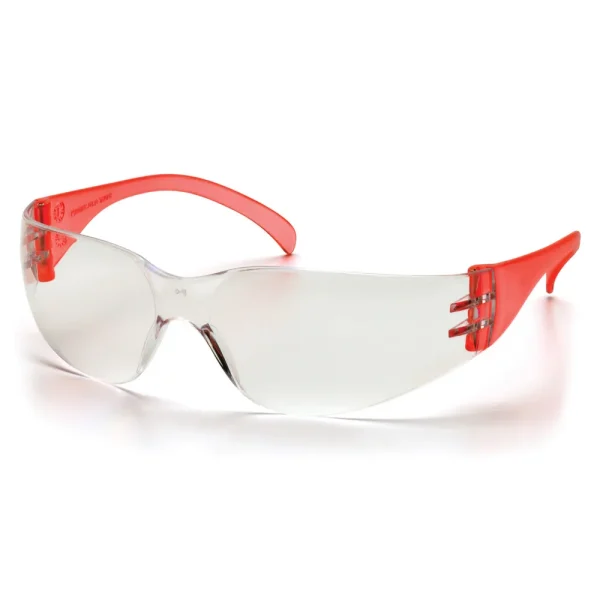 Pyramex SR4110S Intruder Red Temples Safety Glasses W/ Clear-Hardcoated Lens (12 each)