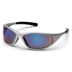 Pyramex SS3375E Zone II Silver Safety Glasses W/ Blue Mirror Lens (12 each)