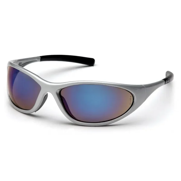 Pyramex SS3375E Zone II Silver Safety Glasses W/ Blue Mirror Lens (12 each)