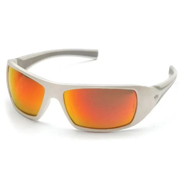 Pyramex SW5655D Goliath White Safety Glasses W/ Sky Red Mirror Lens (12 each)