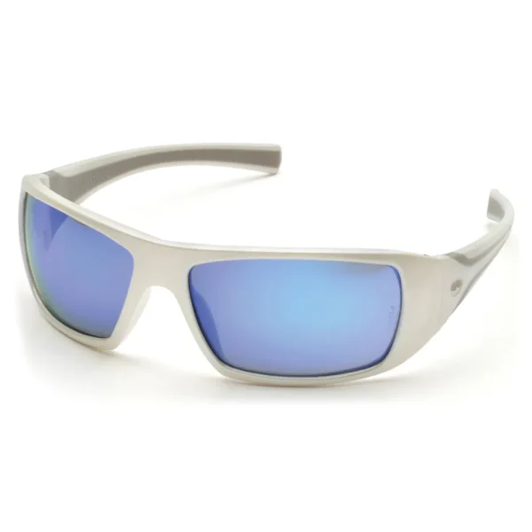 Pyramex SW5665D Goliath White Safety Glasses W/ Ice Blue Mirror Lens (12 each)