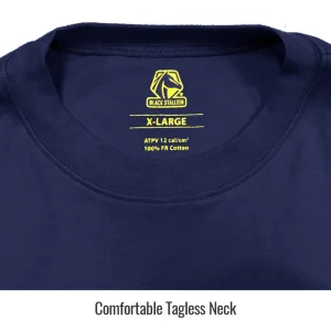 Black Stallion TF2510-NV-3XL NFPA 2112 & NFPA70E 7 OZ. FLAME-RESISTANT COTTON KNIT LONG-SLEEVE WELDING T-SHIRT, NAVY, 3XL