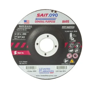 SAIT 4-1/2x.090×7/8 A60S General Purpose Cutting Notching Wheels #20903