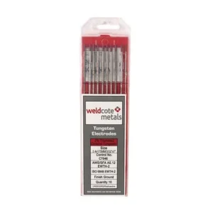 Weldcote Tungsten Electrode, 2% Thoriated (Red), .040″ x 7″, 10/Pack | TUNG040X7X2TH