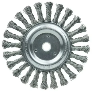Weiler 6″ Cable Twist Knot Wire Wheel, .023″ Steel Fill, 5/8″-1/2″ Arbor Hole 08565