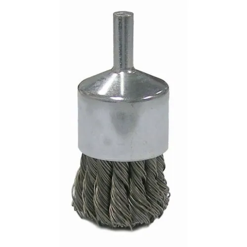Weiler Wolverine 1″ Knot Wire End Brush, .014″Stainless Steel Fill, 1/4″ Stem 36289