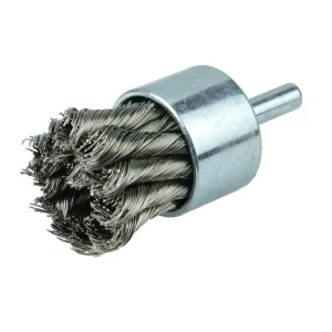 Weiler Wolverine 1″ Knot Wire End Brush, .014″Stainless Steel Fill, 1/4″ Stem 36289