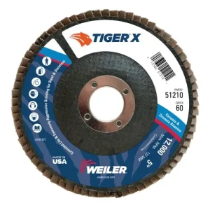Weiler 5″ Tiger X Flap Disc, Conical (TY29) 51210 (10 Pk)