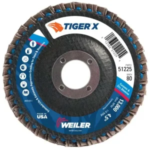Weiler 4-1/2″ Tiger X Flap Disc, Flat (TY27) 10 Pk #51225