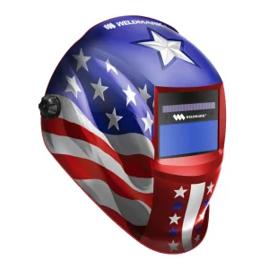 WELDMARK® SS8VS9-13H Steel Works Stars & Stripes Auto-Darkening Helmet With Real View 2.5 light state Lens Shade Variable 9-13