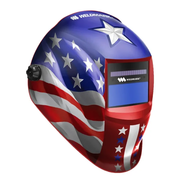 WELDMARK® SS8VS9-13H Steel Works Stars & Stripes Auto-Darkening Helmet With Real View 2.5 light state Lens Shade Variable 9-13