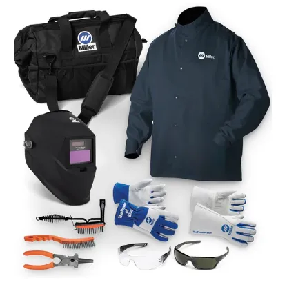 WELDMARK® VOTECH-PKG-XL Includes Black AD Helmet, Do-Rag, Medium Welding Jacket, Gloves, Chipping Hammer,MIG Pliers, Scratch Brush, Tape Measure, Tool Bag