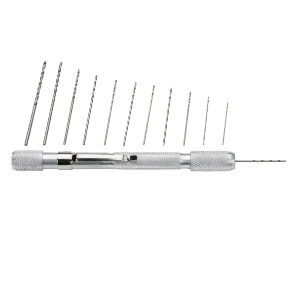 WELDMARK® WM100C Drill tip kit w/case and 12 twist drills, includes drill holding collet and shirt clip (1 per card)