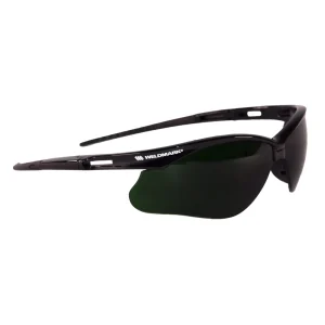 Weldmark by Jackson WM25671 Black Half Frame Vision Correcting Safety Galsses, with green polycarbonate scratch resistant lenses. 5.0 IRUV shade